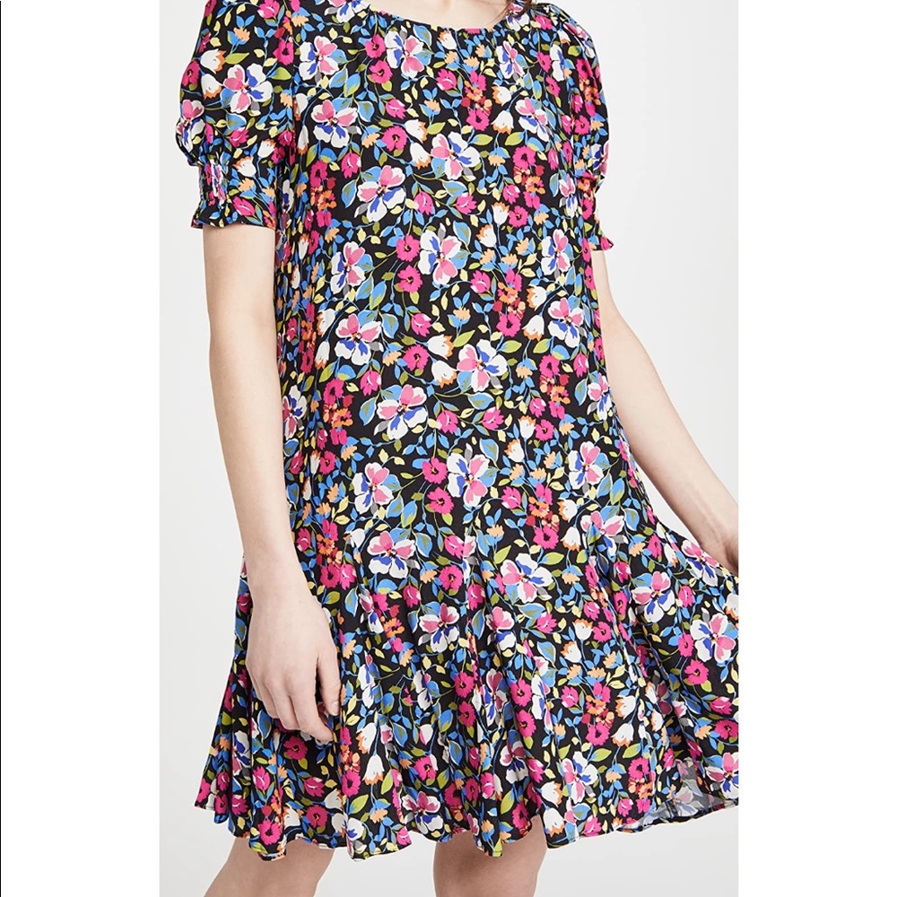 YUMI KIM Honor Mini Short Sleeve Dress Black Floral XS